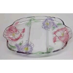 Crystal Clear Studios Vintage 1989 Stargazer Pink Lilies Divided Serving Platter